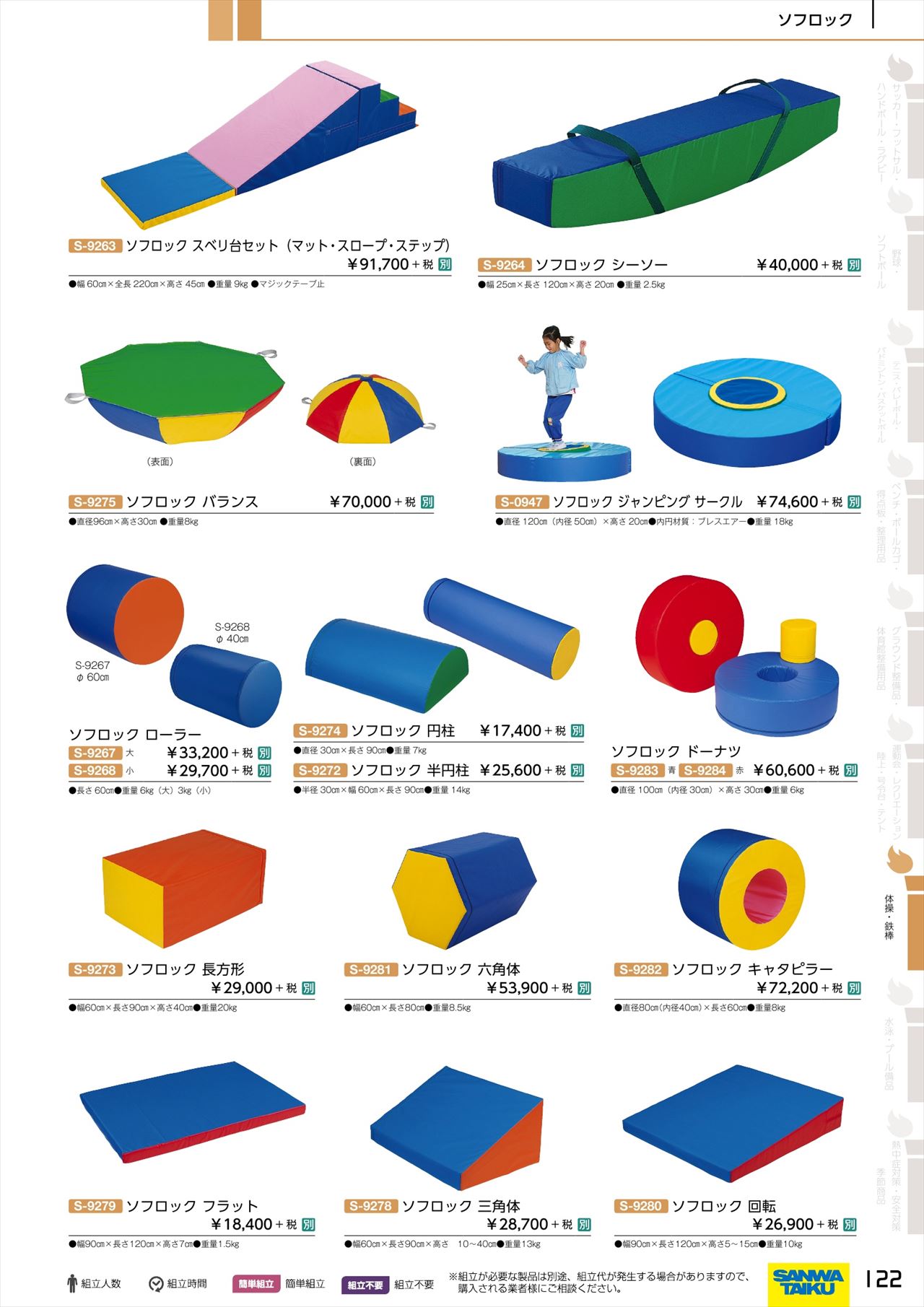 ブロックマットは、三和体育2020カタログ の ページ122 に掲載されてい 